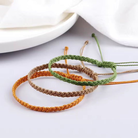 Classic Handmade Braided Bracelets for Women Men Pure Color Waxed Thread Braid Wristband Charm Bracelet Adjustable Jewelry Gifts